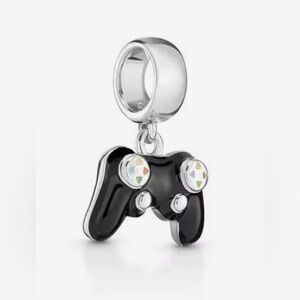 Black and Silver Dangle Gaming Controller Charm